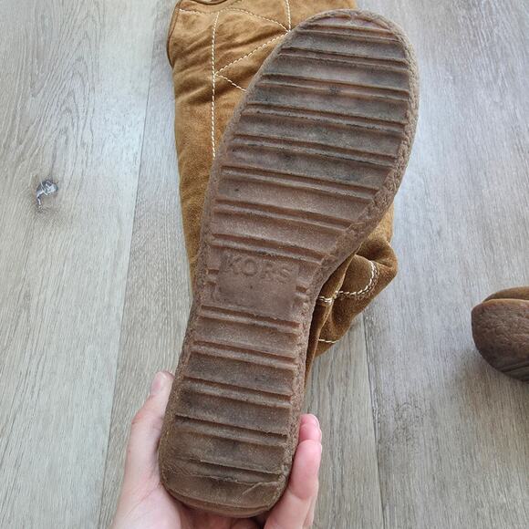 Michael Kors Crosby Camel Brown Suede Leather Knee High Wedge Boot sz 8 Winter - Picture 2 of 7